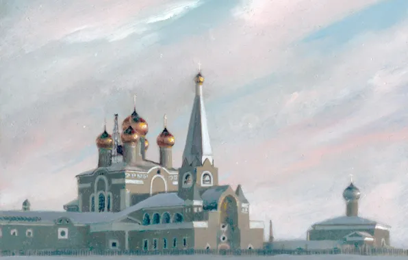 Winter, Church, temple, Aibek Begalin, Two thousand one, Landscapes Of Karaganda