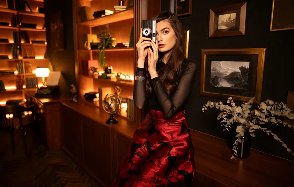 Girl, sweetheart, model, brunette, The camera, Wallpaper, Shoes, Heels