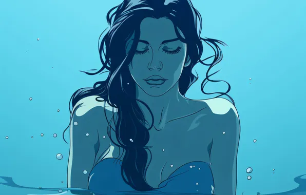 Water, Girl, Hair, Digital art, AI art, The Art of Artificial Intelligence, Neural network