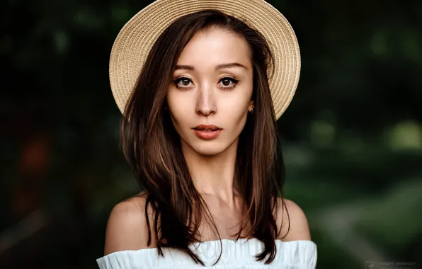 Look, background, model, portrait, hat, makeup, hairstyle, brown hair
