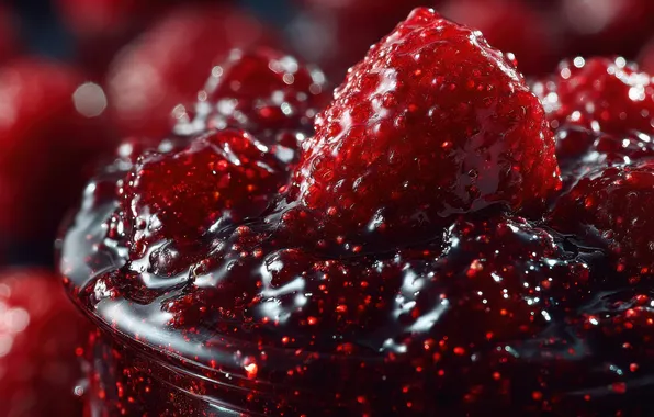 Macro, light, berries, strawberry, Bank, jam, jam, strawberry