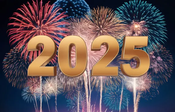 Figures, New year, date, 2025, AI art, neural network, New Year 2025