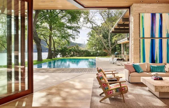 Space, Villa, interior, pool, terrace, Lake Austin Residence, by A Parallel Architecture