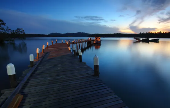 Picture the sky, clouds, trees, landscape, sunset, nature, lake, boat