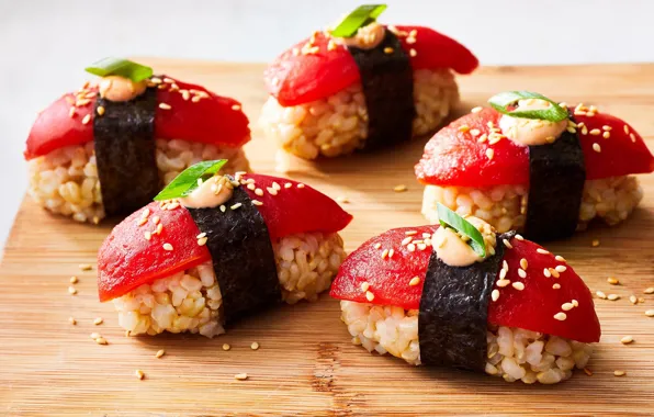Fish, sushi, sesame, Japanese cuisine