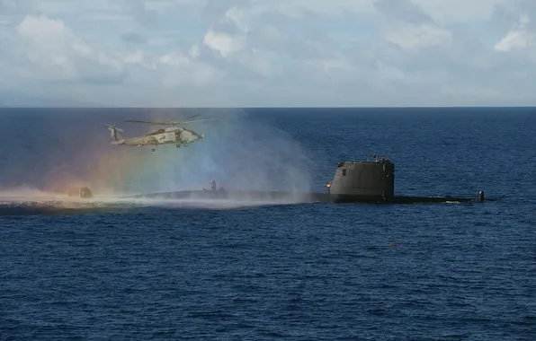 Submarine, helicopter, exercises, Spanish Navy