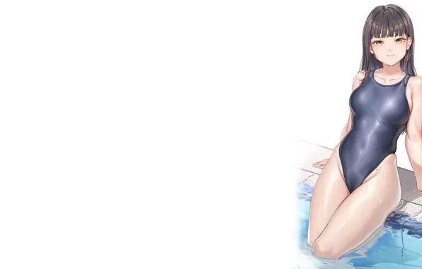 Picture kawaii, sexy, pool, smile, anime, High School, pretty, swimsuit