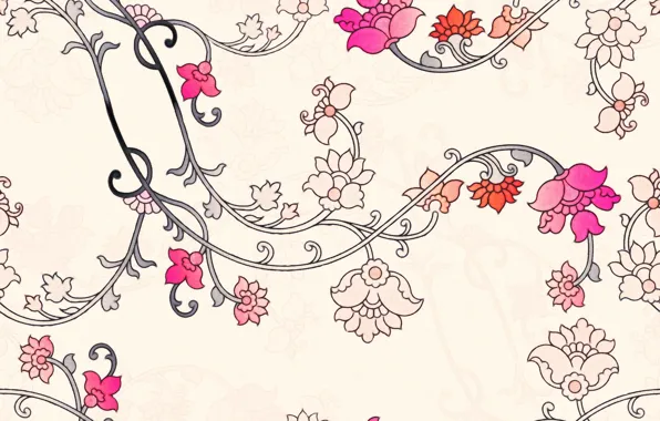 Flowers, background, flower, leaves, Background, patern