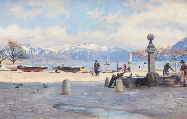 Picture 1887, Danish painter, Peter Merk Of Menstad, Peder Mørk Mønsted, Danish realist painter, oil on …
