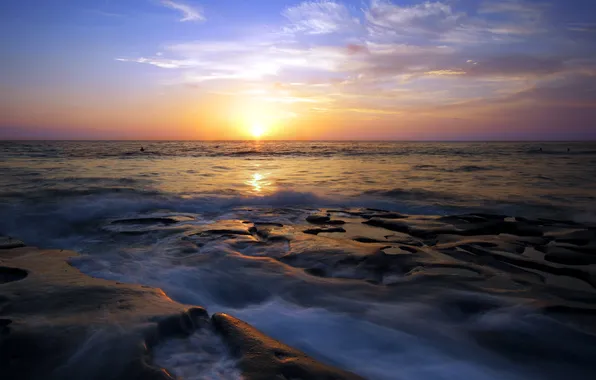 Landscape, sunset, night