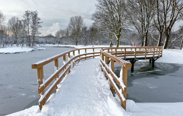 Picture winter, bridge, Park