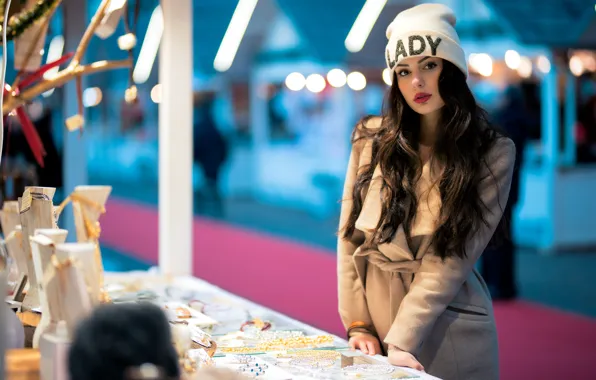 Picture face, model, hat, beauty, coat, Ester