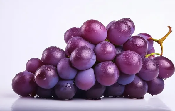 Purple, drops, macro, berries, table, lilac, grapes, white background
