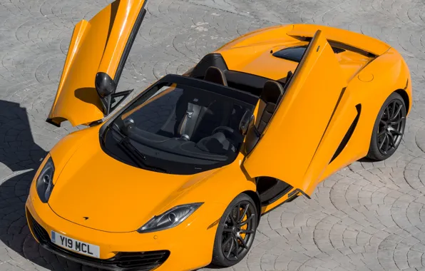 McLaren, supercar, Spyder, MP4-12C, orange, door "butterfly wings"