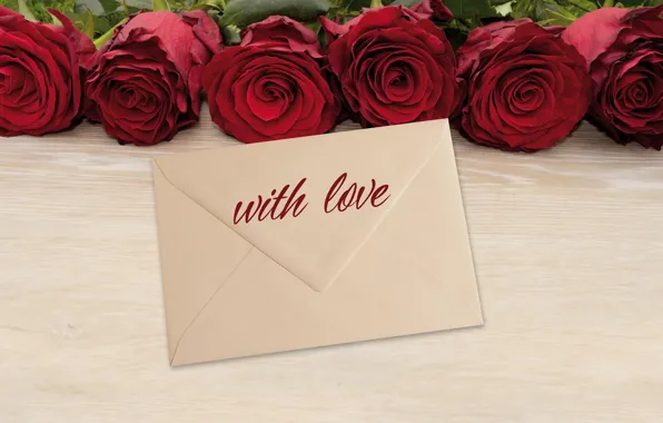 Flowers, table, background, holiday, the inscription, roses, bouquet, red