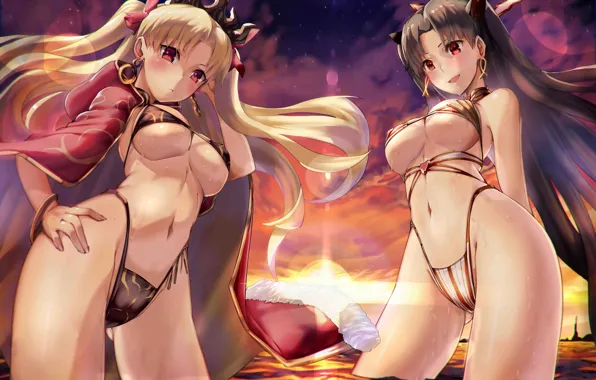 Girl, sexy, cleavage, long hair, boobs, anime, beautiful, pretty