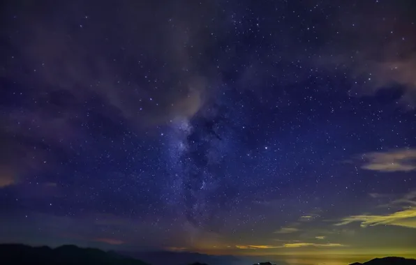 Stars, clouds, mountains, night, dal, the milky way