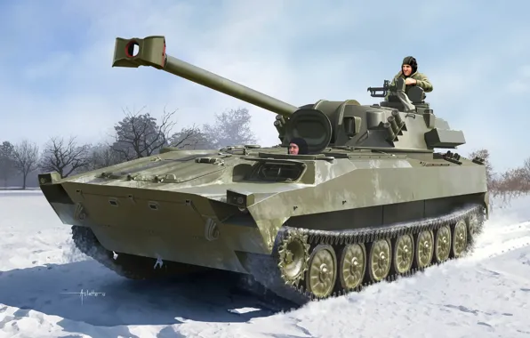 Art, self-propelled gun, The armed forces of Russia, Host, Self-Propelled Howitzer/Mortar, Hosta, Russian 2S34