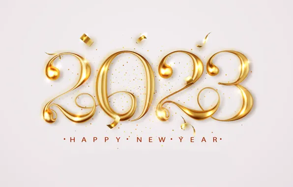 Lights, the inscription, Shine, figures, New year, gold plated, light background, date