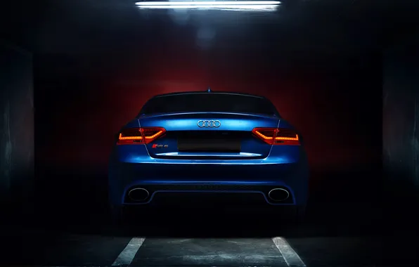 Picture Audi, Blue, Glow, RS5, Coupe, Tuning, Garage, Backlights