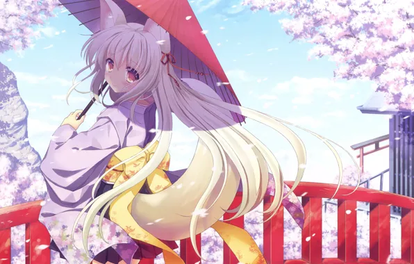 Spring, Umbrella, Girl
