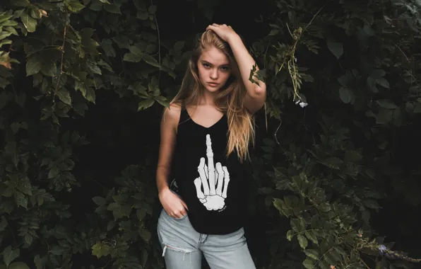 Girl, pose, hair, jeans, FAK, blonde, bones, girl
