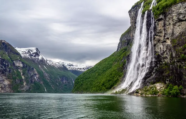 Picture Nature, Mountains, Waterfall, Norway, Landscape, Ålesund, Geirangerfjord, The fjord