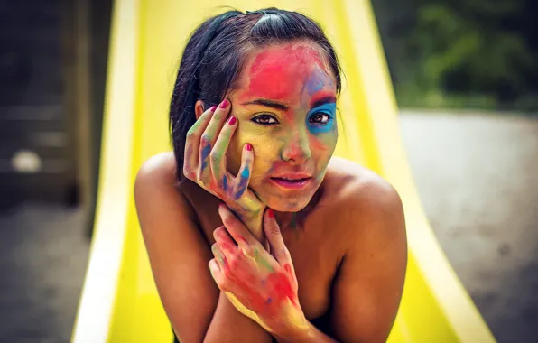 Colors, colorful, girl, woman, beautiful, colours, bokeh, female