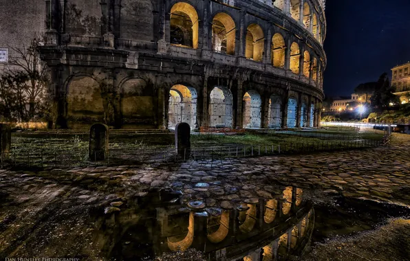 Picture night, lights, Rome, Colosseum, Italy