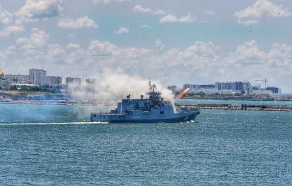 Frigate, Parade, Sevastopol, launches, Admiral Makarov, RBU-6000