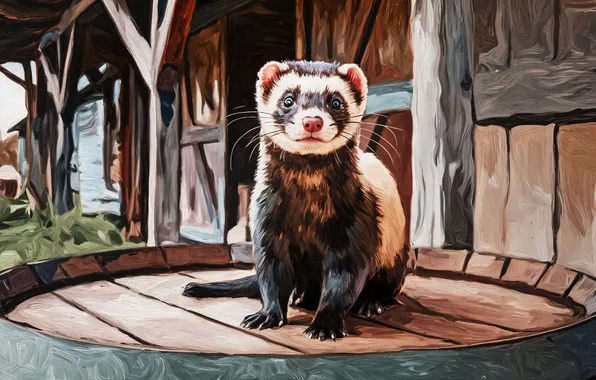 Picture animals, art, ferret