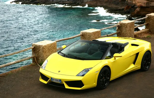Picture landscape, car, convertible, yellow, Lamborghini, Gallardo, lamborghini gallardo lp 560