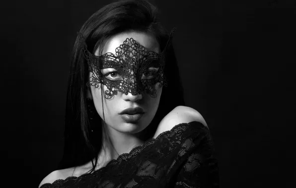 Look, pose, model, portrait, makeup, brunette, mask, hairstyle