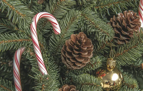 Balls, Christmas, New year, needles, bumps, canes, AI art, neural network