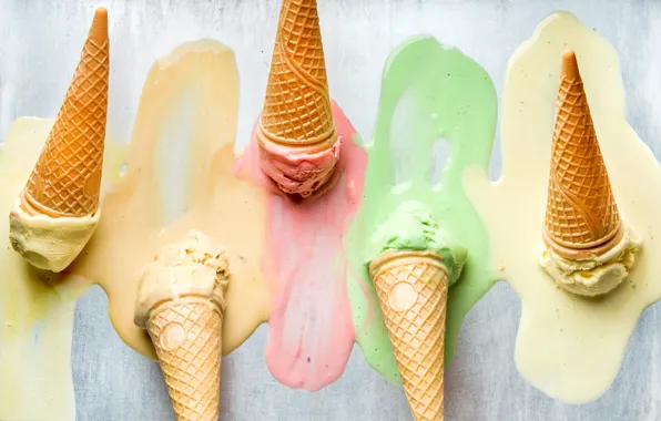 Picture ice cream, horn, dessert, waffles