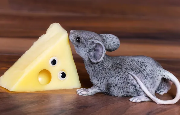 Picture mouse, cheese, figurine