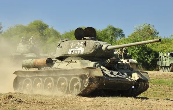 Road, dust, Soviet, T-34-85