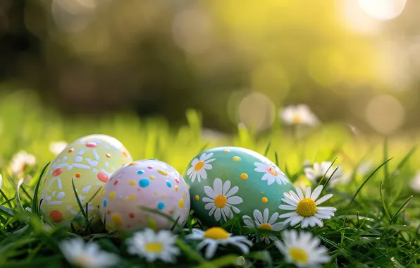 Flowers, eggs, spring, colorful, Easter, happy, flowers, spring