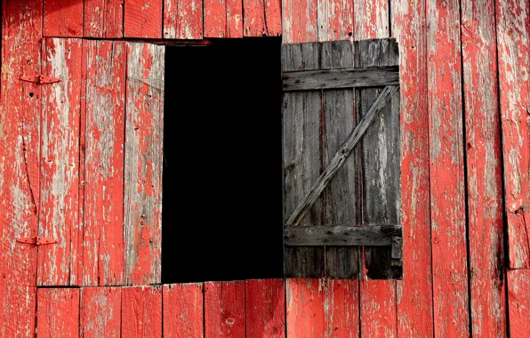 Picture red, Board, window, the barn