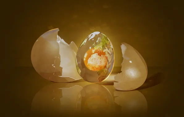 Picture earth, egg, art, continents, shell, the yolk