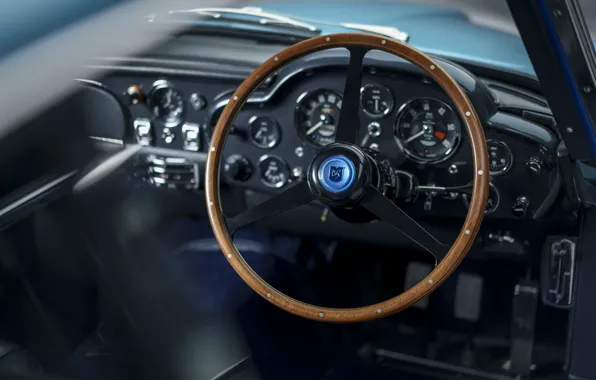 Aston Martin, vintage, DB5, Aston Martin DB5, steering wheel, dashboard, torpedo