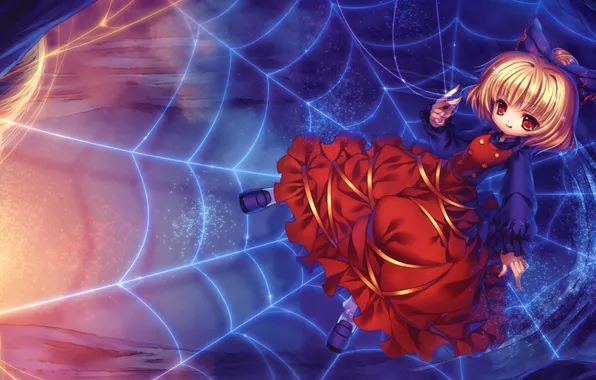 Magic, web, art, girl, bow, touhou, Capura Lin, eternal phantasia