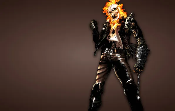 The dark background, fire, skull, chain, skeleton, Ghost Rider, Ghost rider