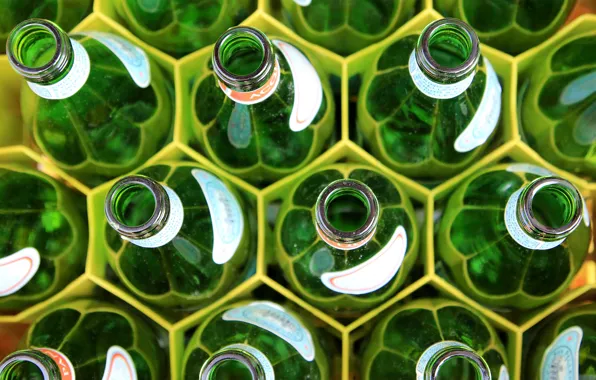Glass, macro, cell, pattern, bottle, a lot, the neck, pattern