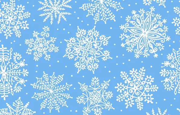 Picture winter, snowflakes, background, blue, pattern, ornament
