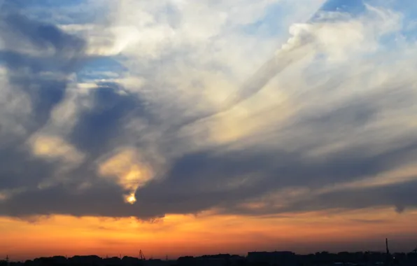 The sky, sunset, the city, dal, Novosibirsk