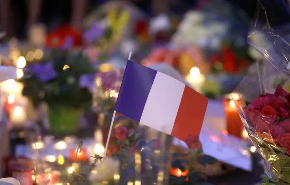 Flowers, France, the box, Nice, in memory of those killed in teache