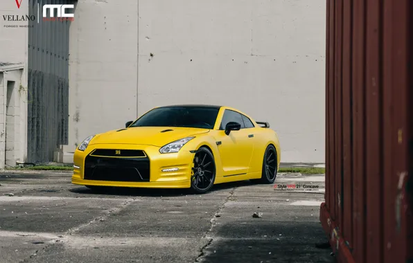 Nissan, yellow, gtr, vellano