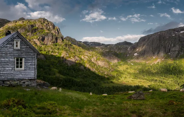 Picture mountains, Norway, house