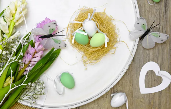 Butterfly, flowers, holiday, toys, Board, eggs, bouquet, spring